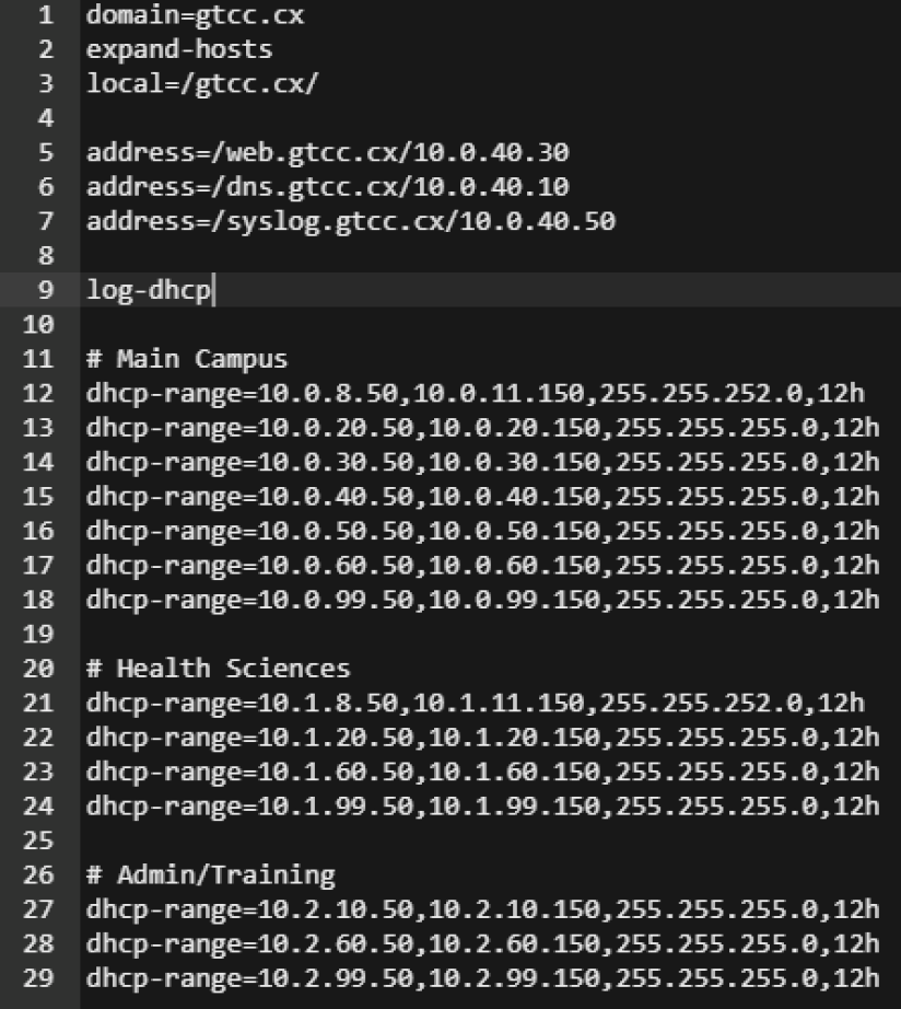 Figure 3: dnsmasq DHCP and DNS configuration