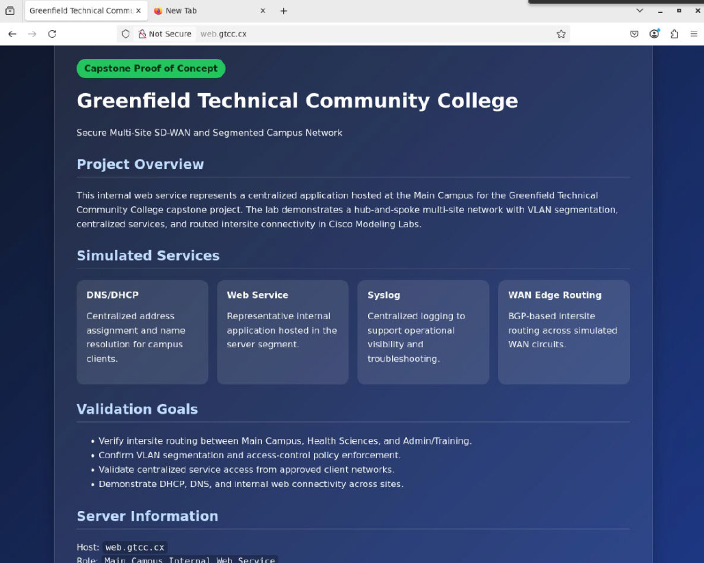 Figure 4: Approved internal access to web.gtcc.cx
